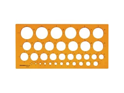 Kreisschablone Rumold 2810 DUO 270X130X2MM, ORANGE TRANSPARENT, Ø1-35MM