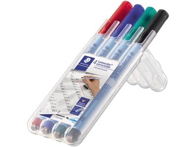 OHP-Marker Staedtler Lumocolor 305M 4er M, schwarz, blau, rot, grün