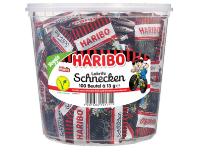 Fruchtgummi Haribo Lakritz Rotella 100er Mini Runddose, 721243