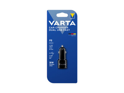 Ladeadapter Varta 57932101401 schwarz KFZ (12/24V), 1xUSB TypA QC, 1xUSB TypC