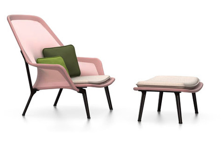 Vitra Slow Chair UG pulverbeschichtet chocolate rot:creme
