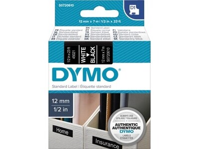 Schriftband Dymo 45021 schwarz/weiß BREITE 12 MM, LÄNGE 7 M