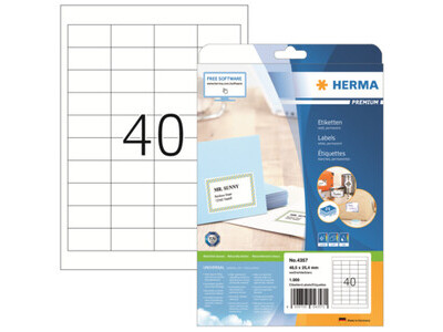 Etikett Herma 4357 48,5x25,4mm weiß INKJET-, Laser- u. Kopier