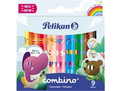 Faserschreiber Pelikan Combino super 9er farbig sortiert, 1mm