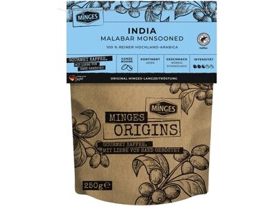 Kaffee Minges Orig. India Mala. Mo. 250g ganze Bohnen, Malabar Monsooned