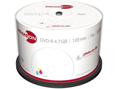 DVD-R Primeon 4,7GB 16x 50er Sp Ink-Pr. INDEL INK-PRINTABLE