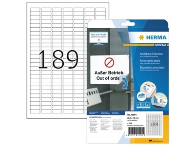 Etikett Herma 10001 25,4x10,0mm weiß MOVABLES