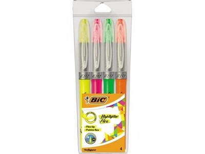 Textmarker BIC Highlighter Flex 4er Euti PINSELSPITZE,STRICHBREITE 1,0 BIS 4,3MM