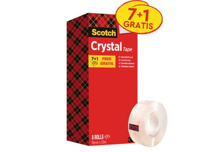 Klebefilm Scotch 600 33mx19mm kristallklar, 7+1 Rollen