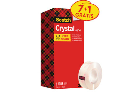 Klebefilm Scotch 600 33mx19mm kristallklar, 7+1 Rollen