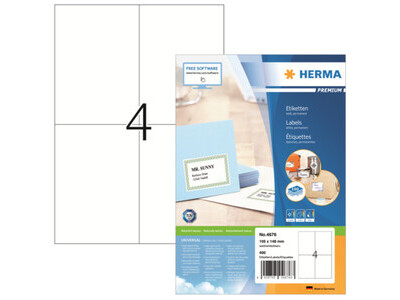 Etikett Herma 4676 105,0x148,0mm weiß INKJET-, LASER- U. KOPIER