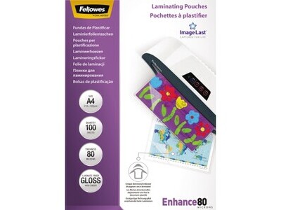 Folientasche FELLOWES A4 228X303mm 80my glänzend 100 St/Pack ImageLast