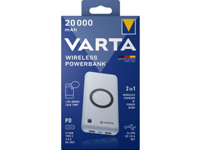 Powerbank Varta 20.000mAh 3,7V Wireless, 2xUSB-A/1xUSB-C