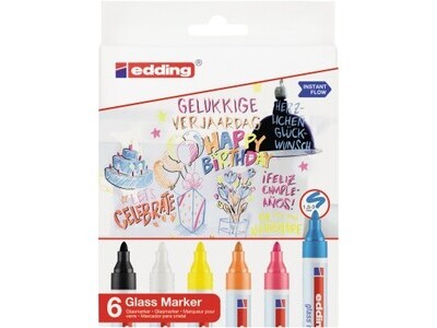 Glasmarker Edding 95 6er Set sortiert 2-3mm Rundspitze