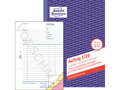 Aufragsbuch Zweckform 1726 A5 SD 3X40BL.