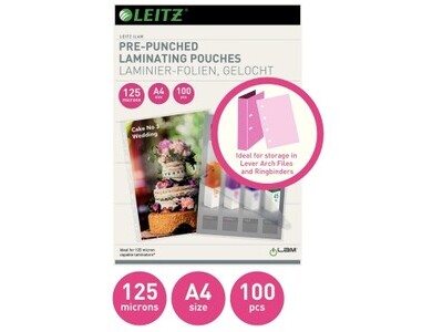 Folientasche Leitz A4 216x303mm 125my glänzend 100 St/Pack Abheftlochung