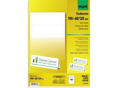 Tischkarte Sigel DP049 190x60mm 185g ws