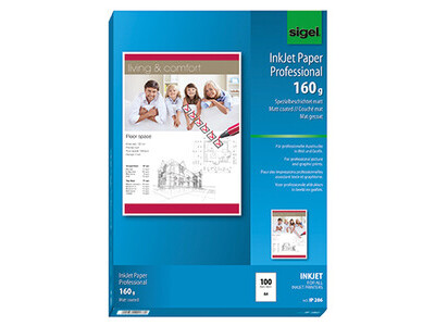 Inkjetpapier Sigel IP286 A4 160g EINSEITIG MATT, SPEZIALBESCHICHTET