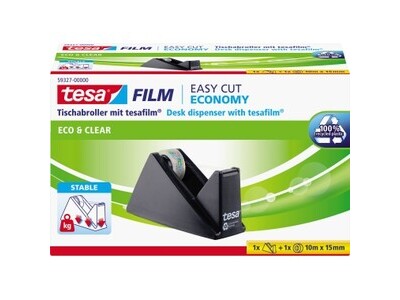 Tischabroller Tesa 59327 ecoLogo schwarz Sparpack, inkl. 1 Rolle Film ECO