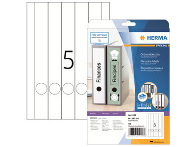 Rückenschild Herma 5158 PC weiß SCHMAL/LANG, SELBSTKLEBEND