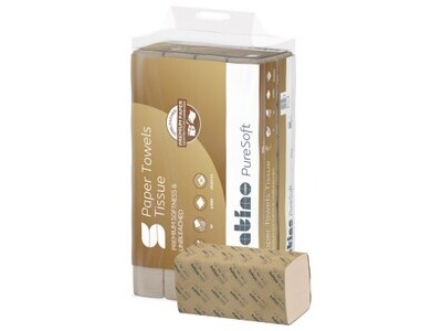 Papierhandt. 24x23cm 2lg. beige V-Falz Satino PureSoft 100% RC EU Ecolabel