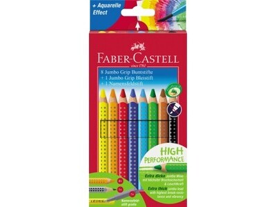 Farbstift Castell Jumbo Grip 8er Etui inkl. Bleistift und Namensfeldstift