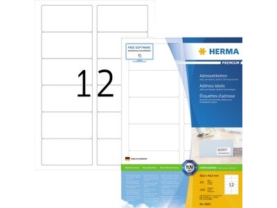 Etikett Herma 4666 88,9x46,6mm weiß INKJET-, LASER- U. KOPIER