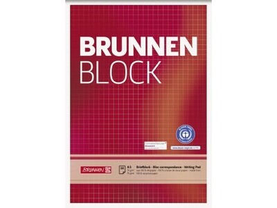 Briefblock Brunnen 105241801 A5 kariert recycling, 70g, 50Bl