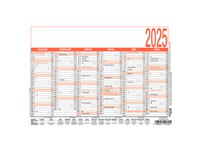 Tafelkalender Zettler 904 A5 1S/6M PEFC, ARBEITSTAGE-, TAGES-, WOCHENZÄHLUN