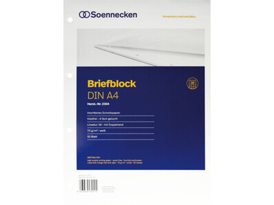 Briefblock Soennecken 2304 A4 kar. gelocht, Lin.28, 50Bl