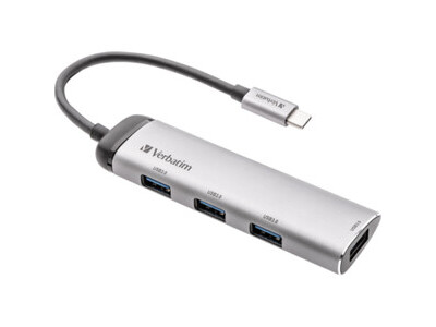 USB-C Hub Verbatim 49147 4-Port USB 3.2 Gen 1, silber