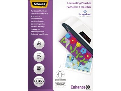 Folientasche FELLOWES A4 228X303mm 80my glänzend 25 St/Pack ImageLast